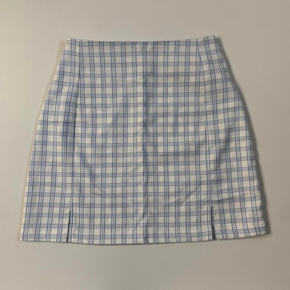 Brandy Melville Light Blue Periwinkle Plaid Skirt
